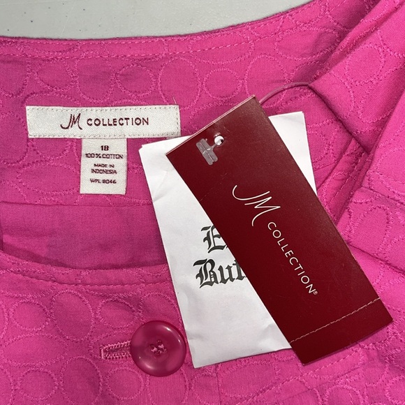 JM Collection NWT Size 18 Pink Embroidered 100% Cotton Bolero Jacket Cardigan - Picture 4 of 4
